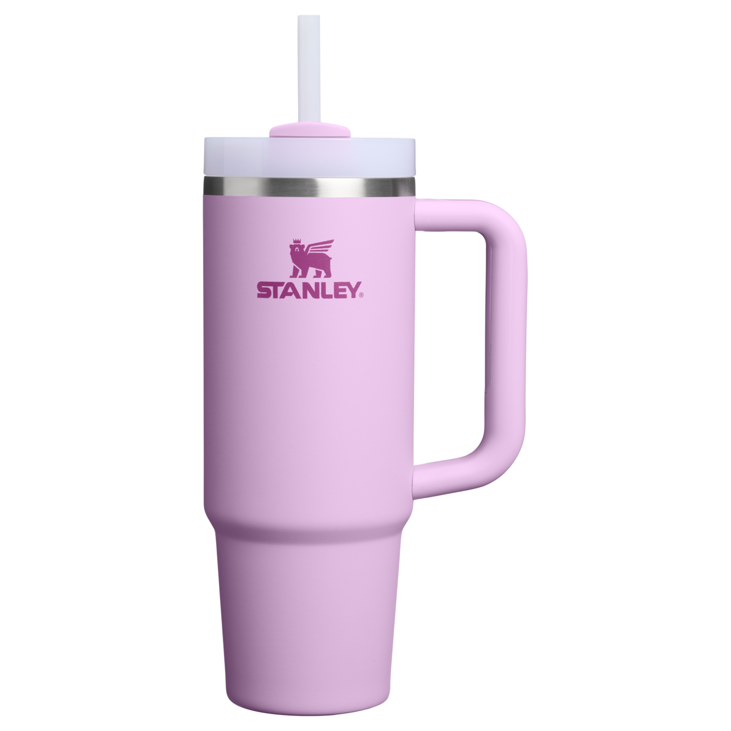 Splash-Resistant FlowState The Quencher H2.0 Flowstate Tumbler | Stanley Create D331C - Double-Wall Vacuum Insulated Travel Tumbler with Straw - Soft Orchid