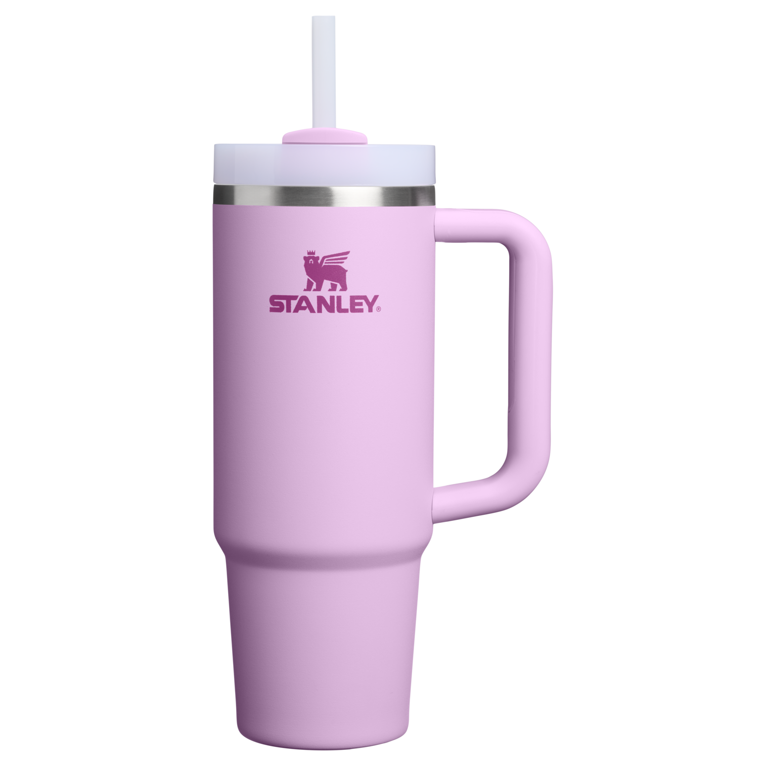Splash-Resistant FlowState The Quencher H2.0 Flowstate Tumbler | Stanley Create D331C - Double-Wall Vacuum Insulated Travel Tumbler with Straw - Soft Orchid