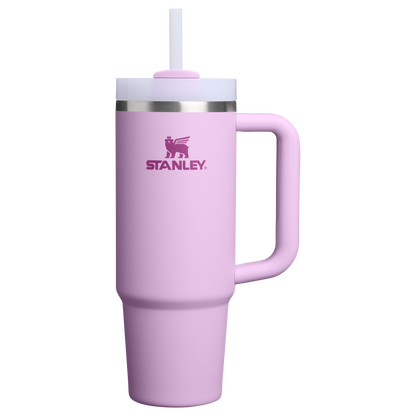 Splash-Resistant FlowState The Quencher H2.0 Flowstate Tumbler | Stanley Create D331C - Double-Wall Vacuum Insulated Travel Tumbler with Straw - Soft Orchid