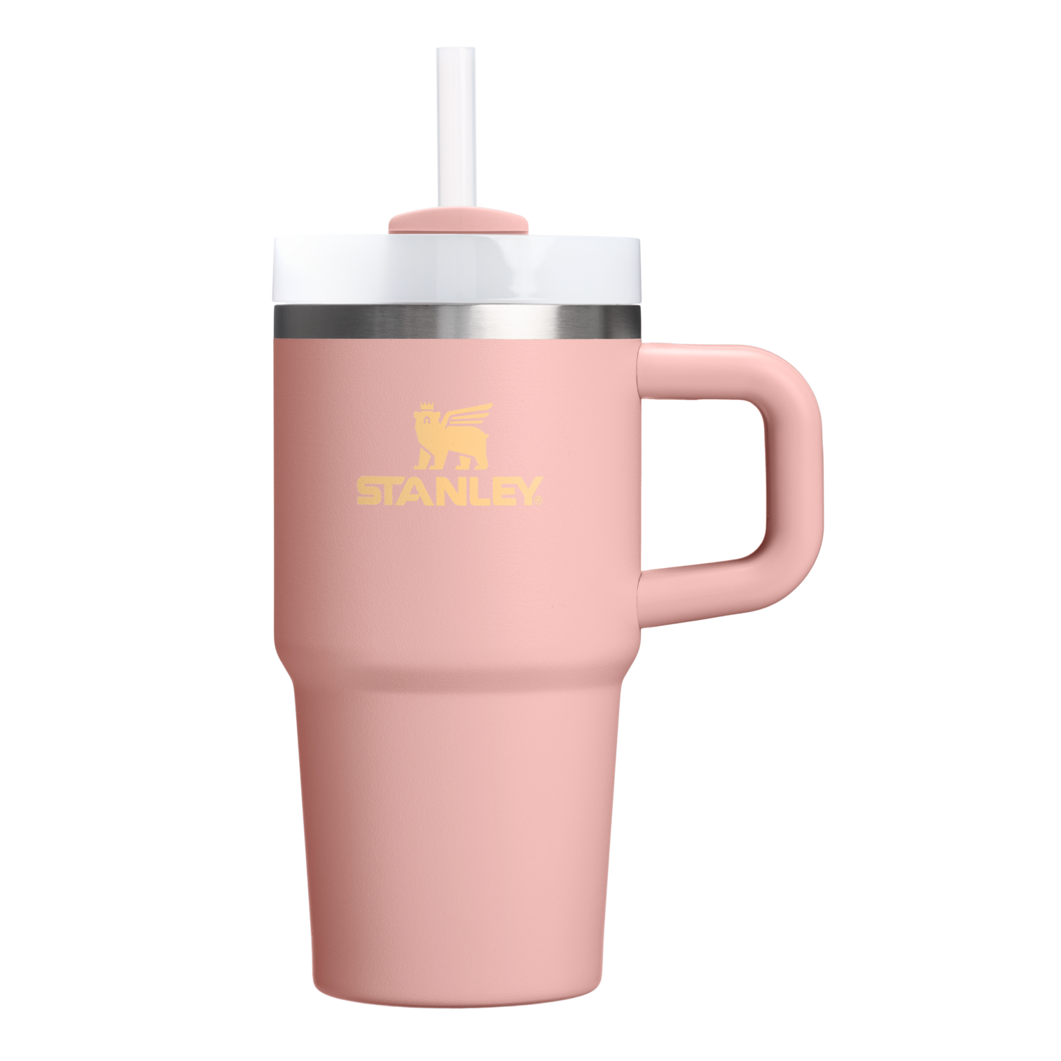 Splash-Resistant FlowState The Quencher H2.O Flowstate Tumbler | Stanley Create D274S - Double-Wall Vacuum Insulated Travel Tumbler with Straw - Peach Rose