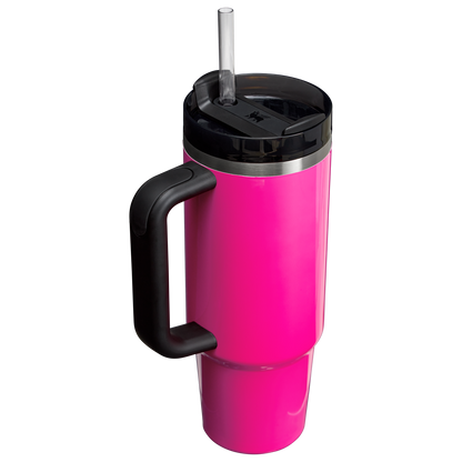 Splash-Resistant FlowState The Quencher H2.0 Flowstate Tumbler | Stanley Create D331C - Double-Wall Vacuum Insulated Travel Tumbler with Straw Detail
