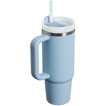 Splash-Resistant FlowState The Quencher H2.0 Flowstate Tumbler | Stanley Create D331C - Double-Wall Vacuum Insulated Travel Tumbler with Straw Detail