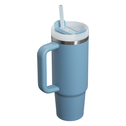 Splash-Resistant FlowState The Quencher H2.0 Flowstate Tumbler | Stanley Create D331C - Double-Wall Vacuum Insulated Travel Tumbler with Straw Detail