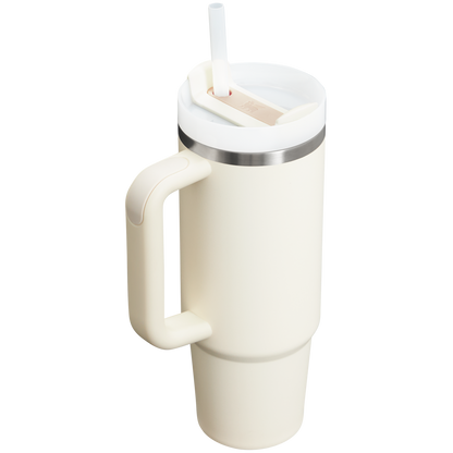 Splash-Resistant FlowState The Quencher H2.0 Flowstate Tumbler | Stanley Create D331C - Double-Wall Vacuum Insulated Travel Tumbler with Straw Detail