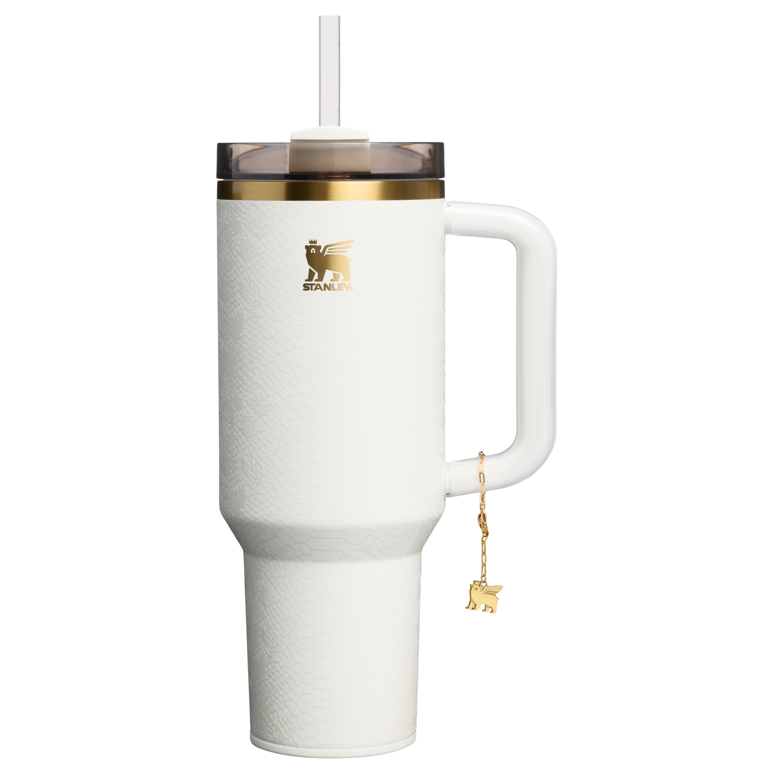Large Capacity The Quencher Luxe H2.0 Flowstate Tumbler D170A - Premium Stainless Steel Straw Cup for All-Day Hydration - Pale Stone Snakeskin
