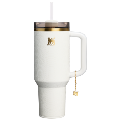 Large Capacity The Quencher Luxe H2.0 Flowstate Tumbler D170A - Premium Stainless Steel Straw Cup for All-Day Hydration - Pale Stone Snakeskin