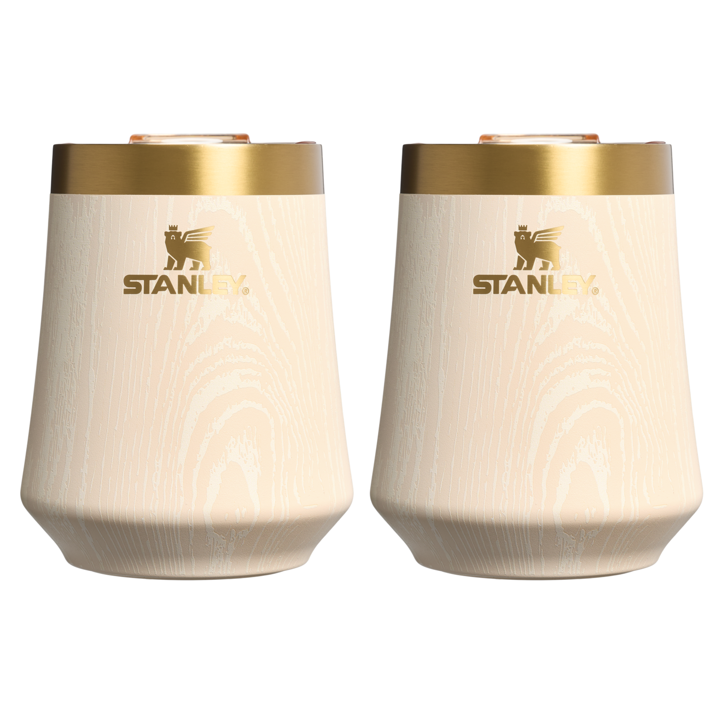 Premium Matte The Cheers & Cheer Reserve Wine Tumbler | 2-pack D190T - Premium Insulated Egg-Shaped Wine Glass for Outdoors - Birch Woodgrain