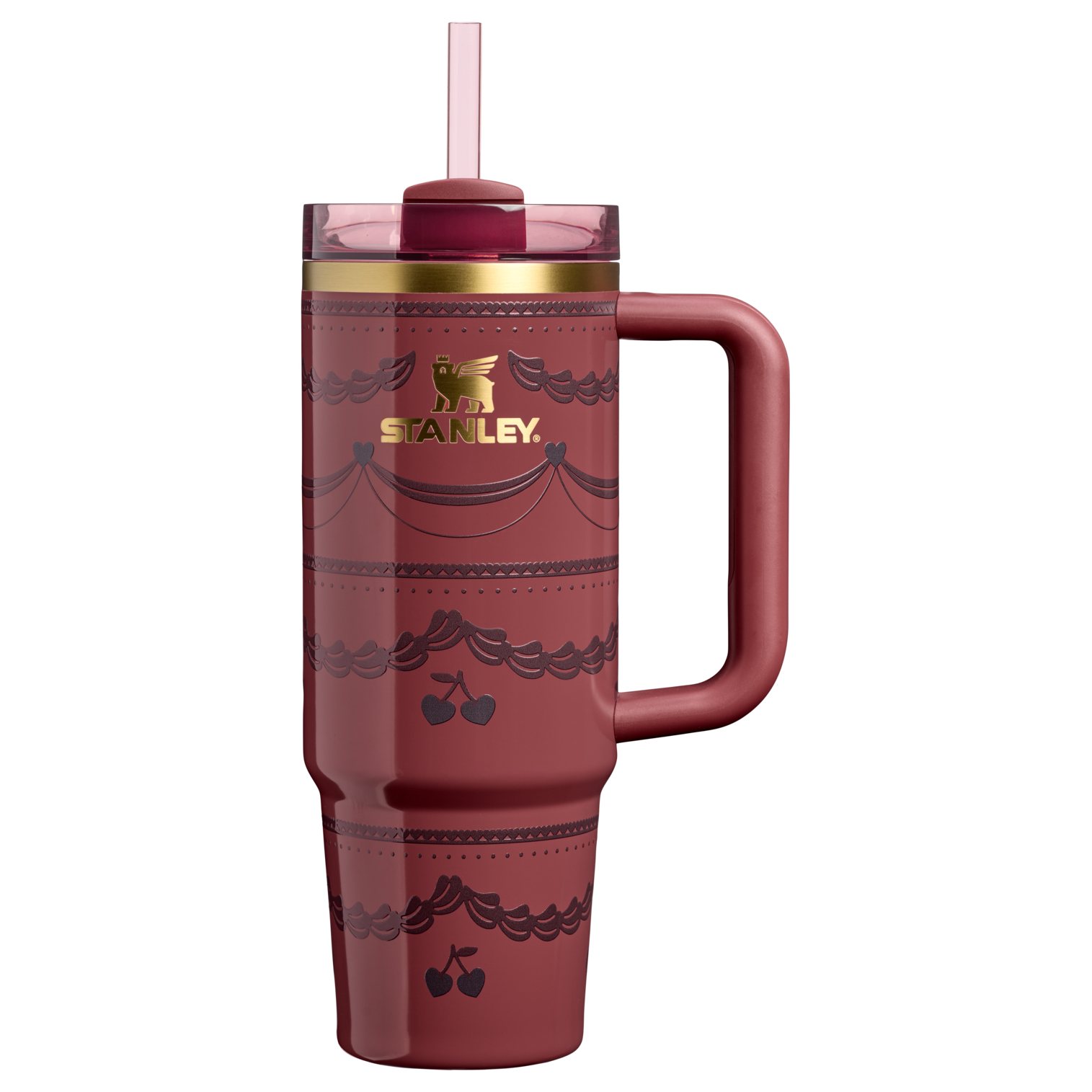 Splash-Resistant FlowState The Valentine’s Day Quencher H2.0 Flowstate Tumbler D232U - 40oz Large Capacity Car-Cup Friendly Quencher - Red Velvet Cake