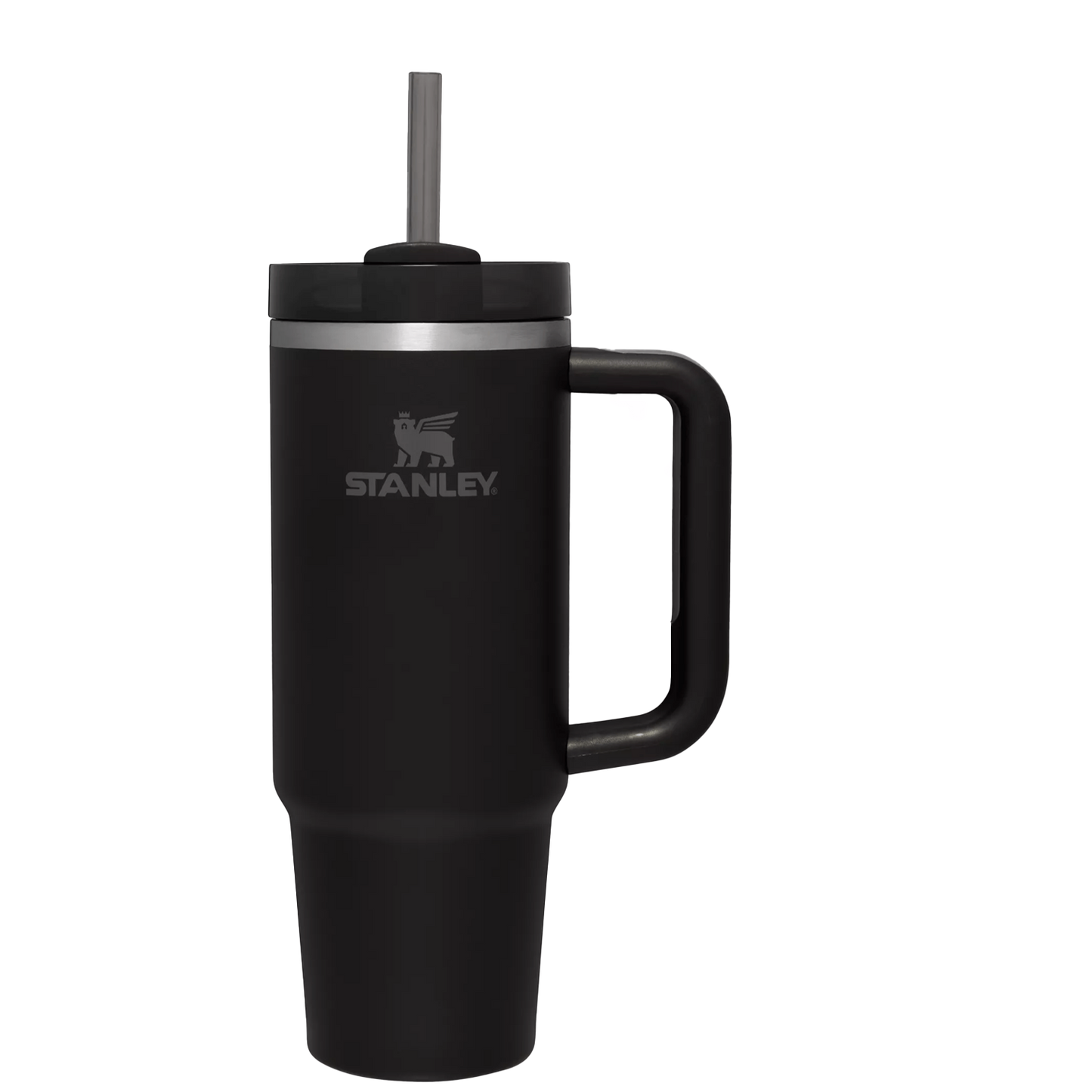 Splash-Resistant FlowState The Quencher H2.0 Flowstate Tumbler | Stanley Create D331C - Double-Wall Vacuum Insulated Travel Tumbler with Straw - Black